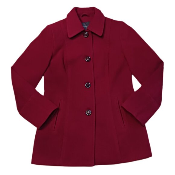 Covington Womens Small Pea Coat Red Button Front Closure Collared - Picture 5 of 11